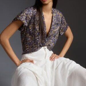 Anthropologie Short Sleeve Button Down Shirt